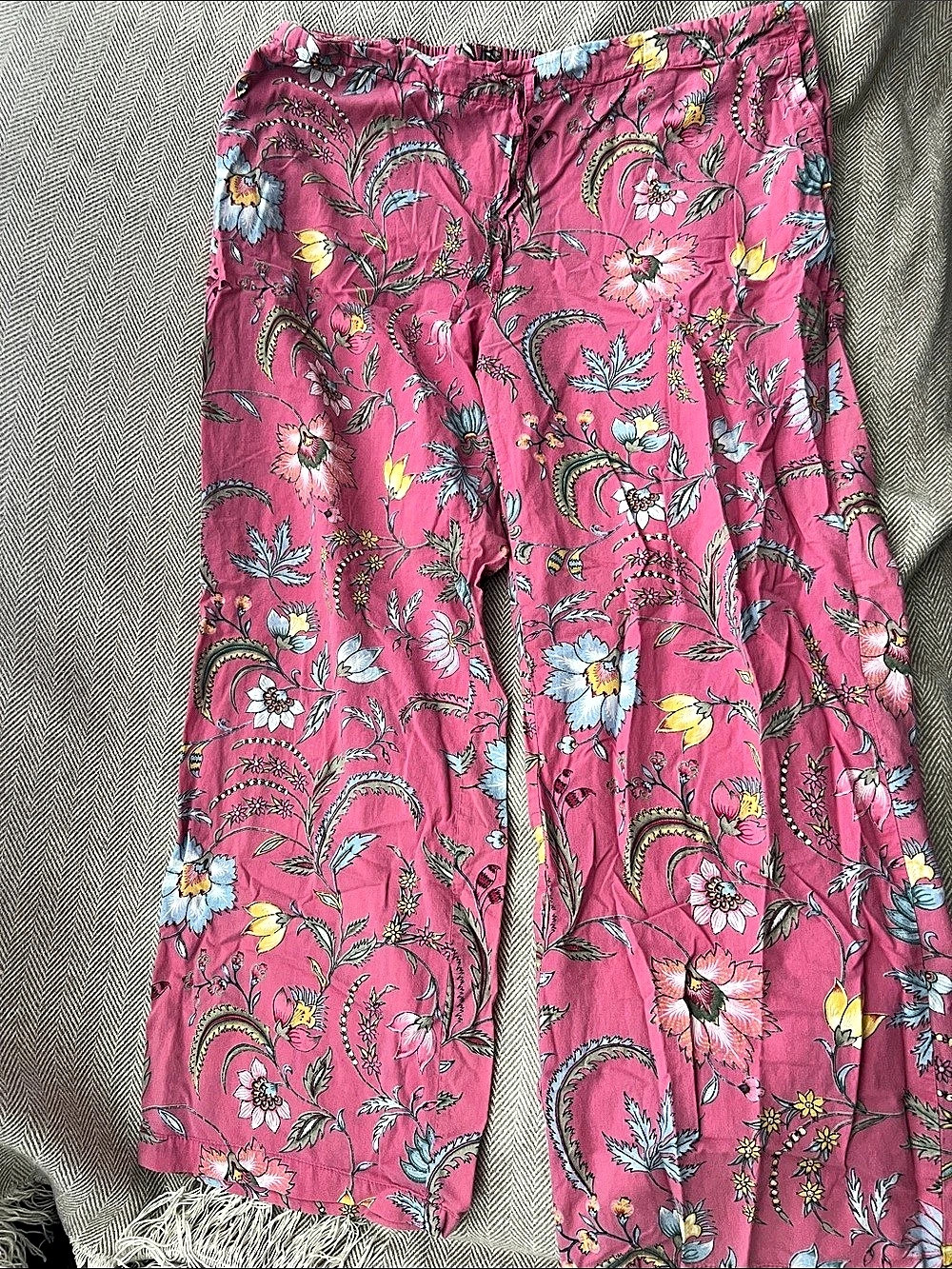 Mahogany Madeline Pant with bags Floral Wide Leg Pants Pink & Blue XL